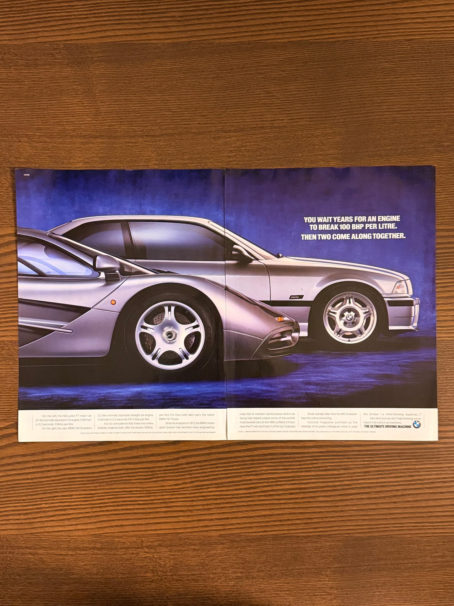Original Vintage BMW E36 M3 & McLaren F1 Advert - 1990s
