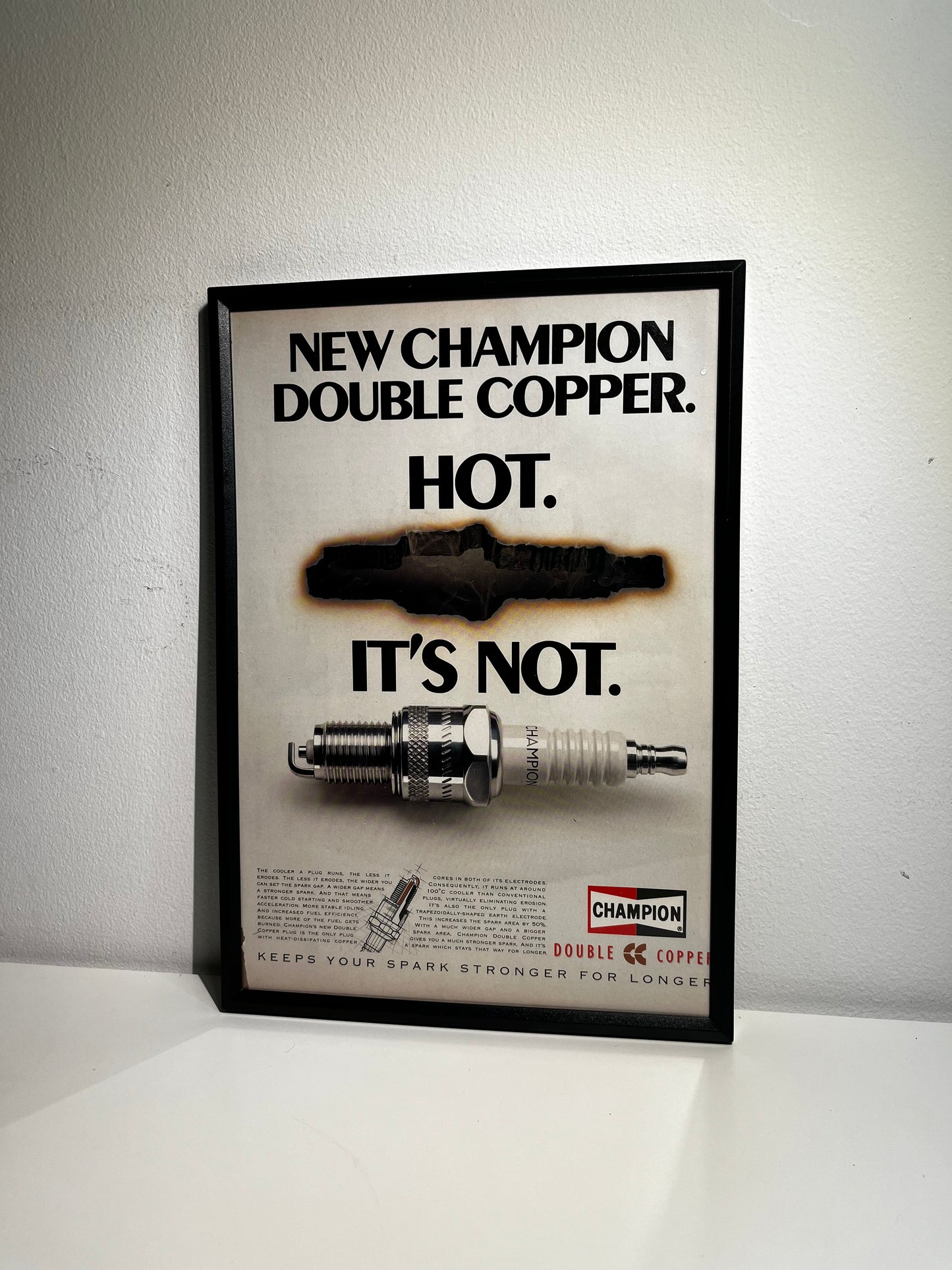 Rare Original Champion Double Copper Sparks Plug Advert – 1980s