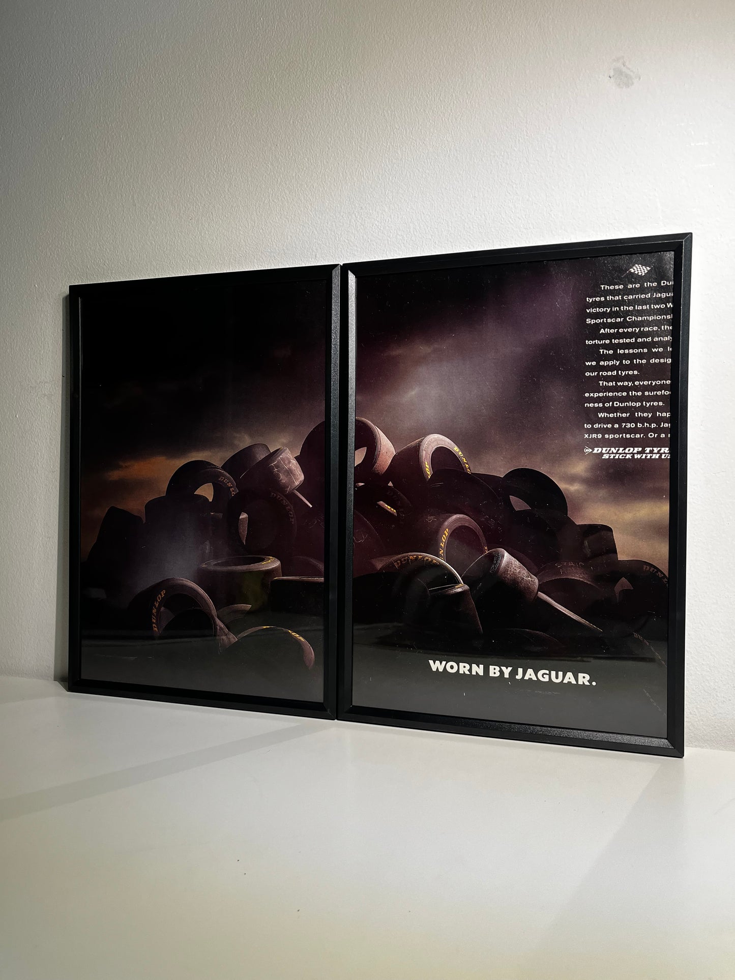 RARE Original Vintage Dunlop Tyres Advert - 'Worn by Jaguar.' - 1989