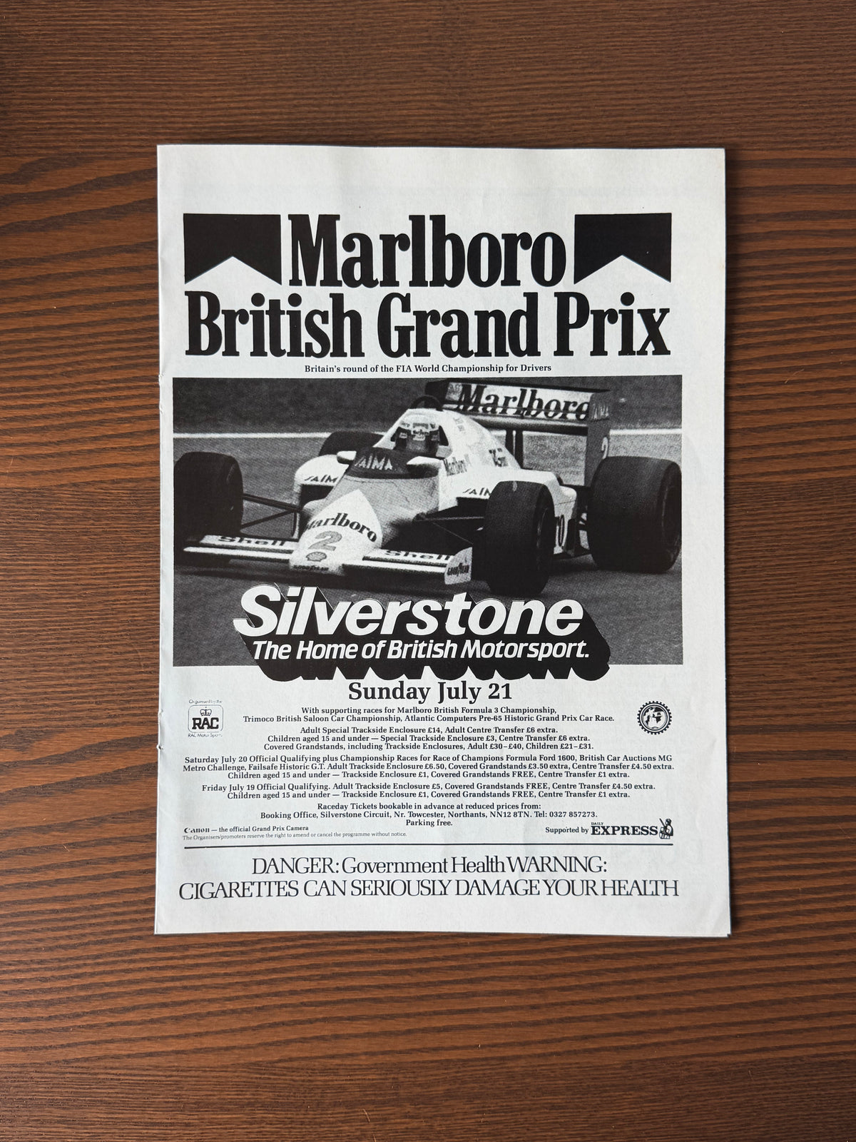 Original Marlboro Silverstone F1 Advert - 1980’s