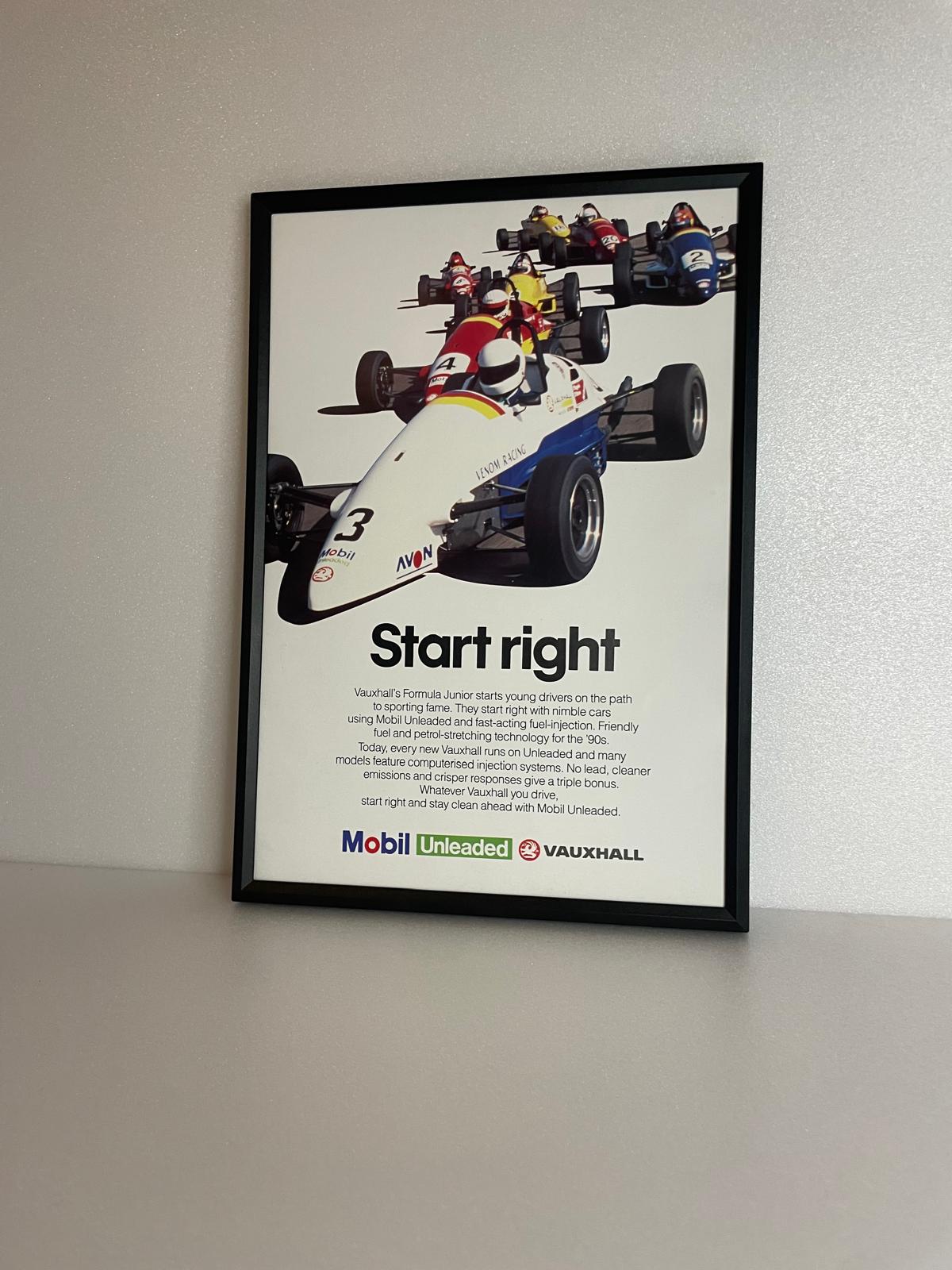 Original Vintage Mobil & Vauxhall Formula Junior Advert - 1992