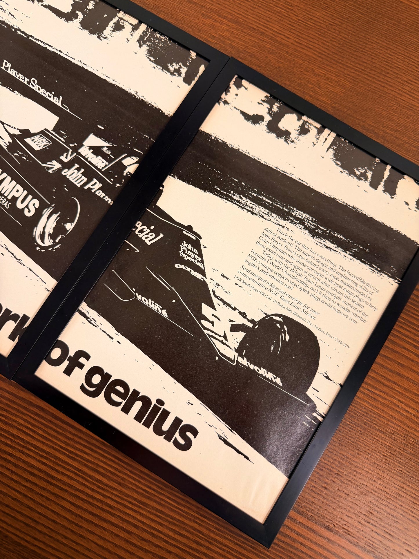 Original F1 NGK Lotus John Players Advert - 1980s