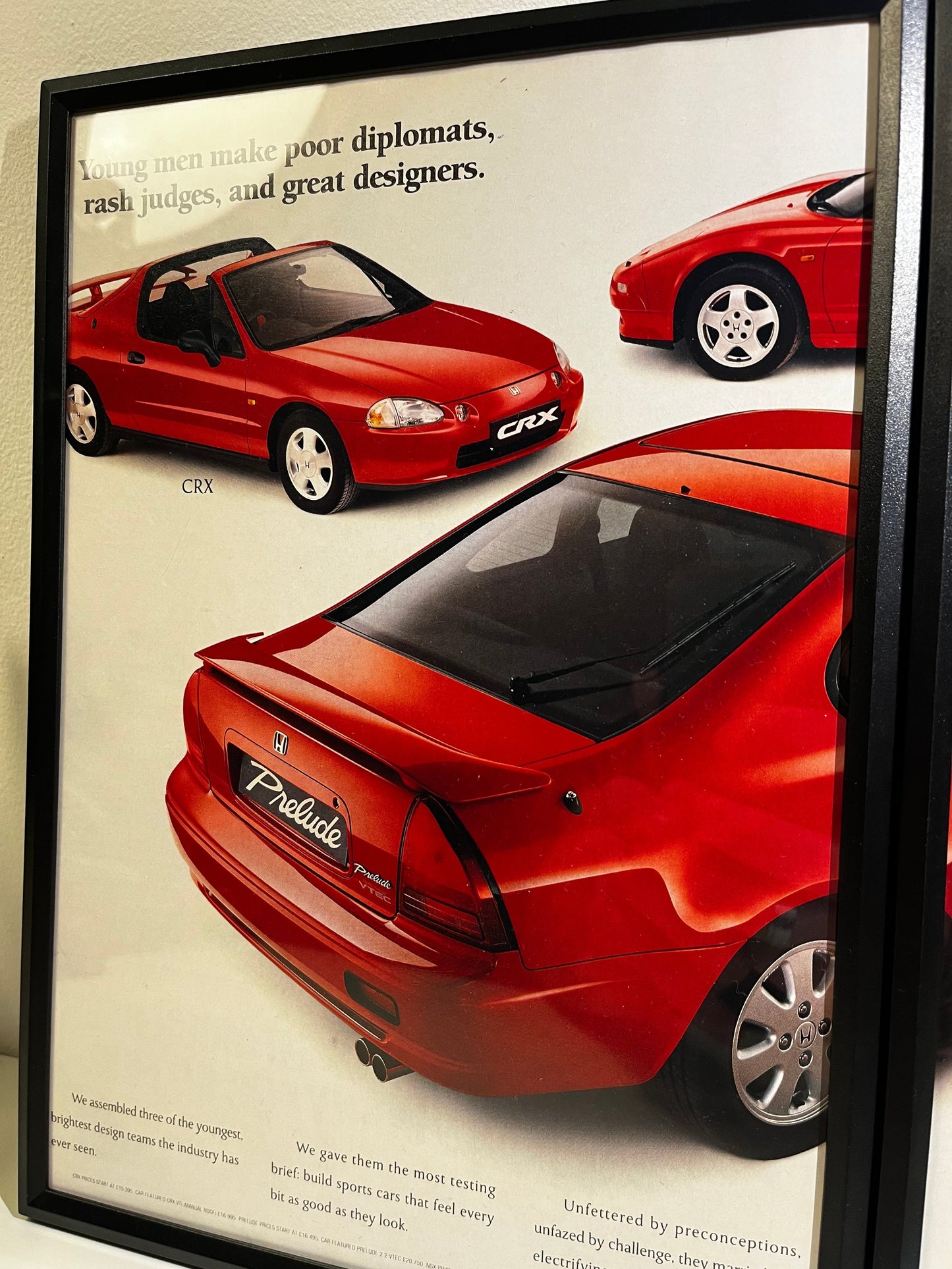 Original 90s Honda, NSX, CRX and Prelude Advert Poster