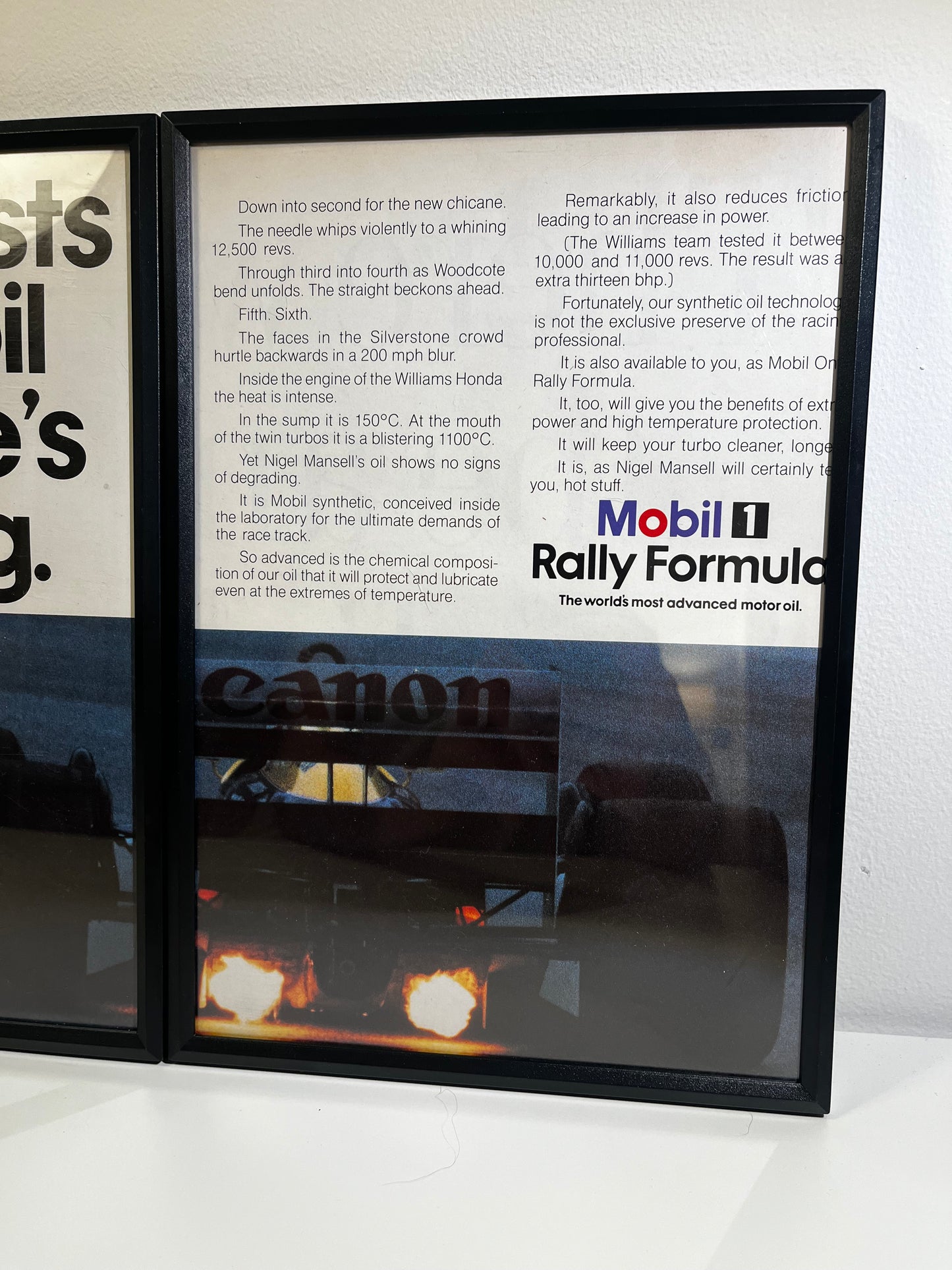 RARE Original Mobil F1 Advert - 'Nigel insists on our oil when he is cooking' - 1988