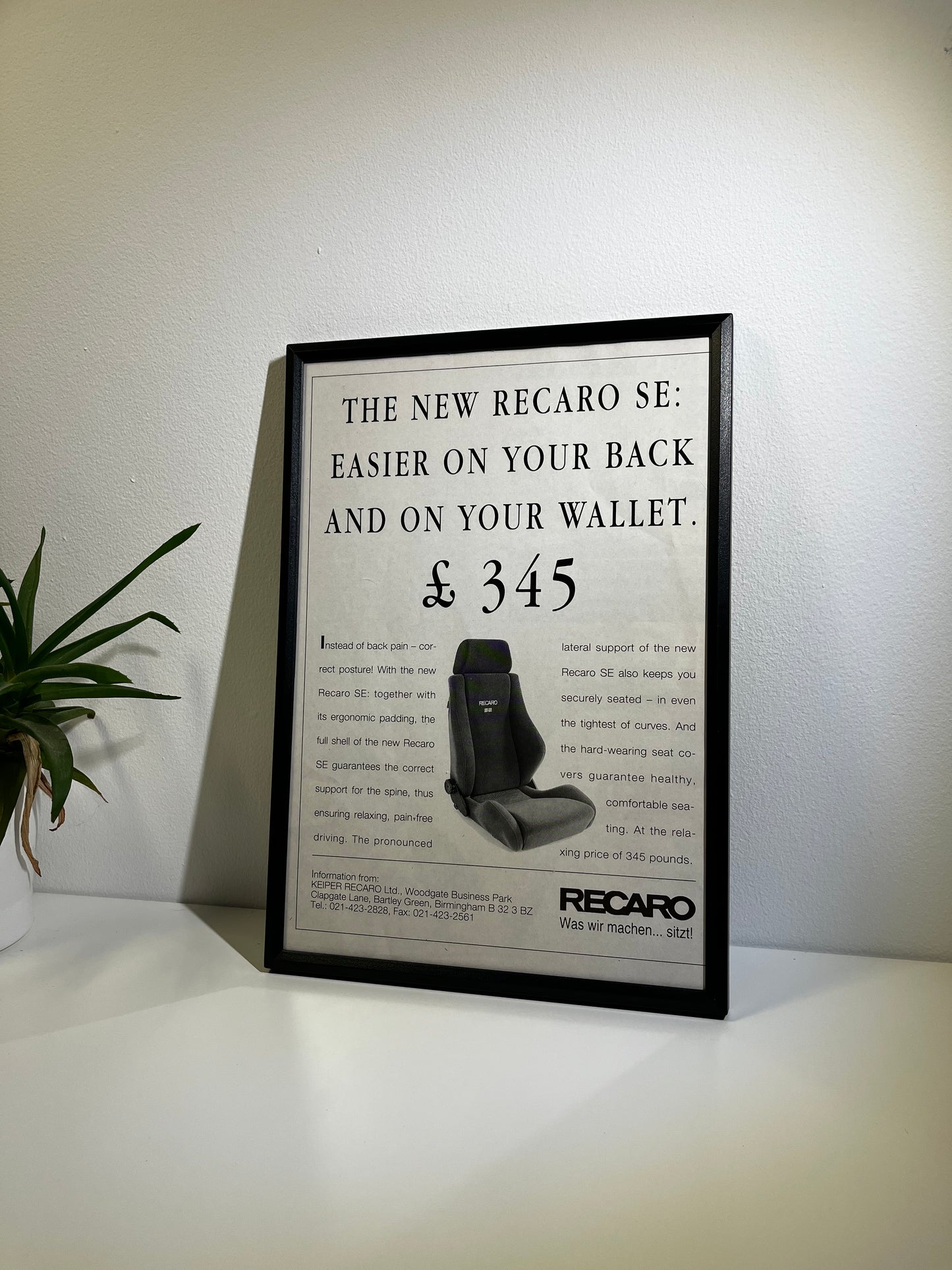 RARE Original Recaro Advert Poster - 1990s