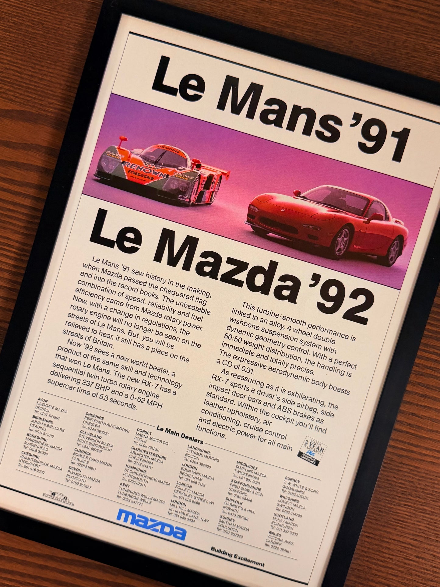 Original Mazda “Le Mans ’91 Le Mazda ‘92 “RX-7 Advert - 1990s