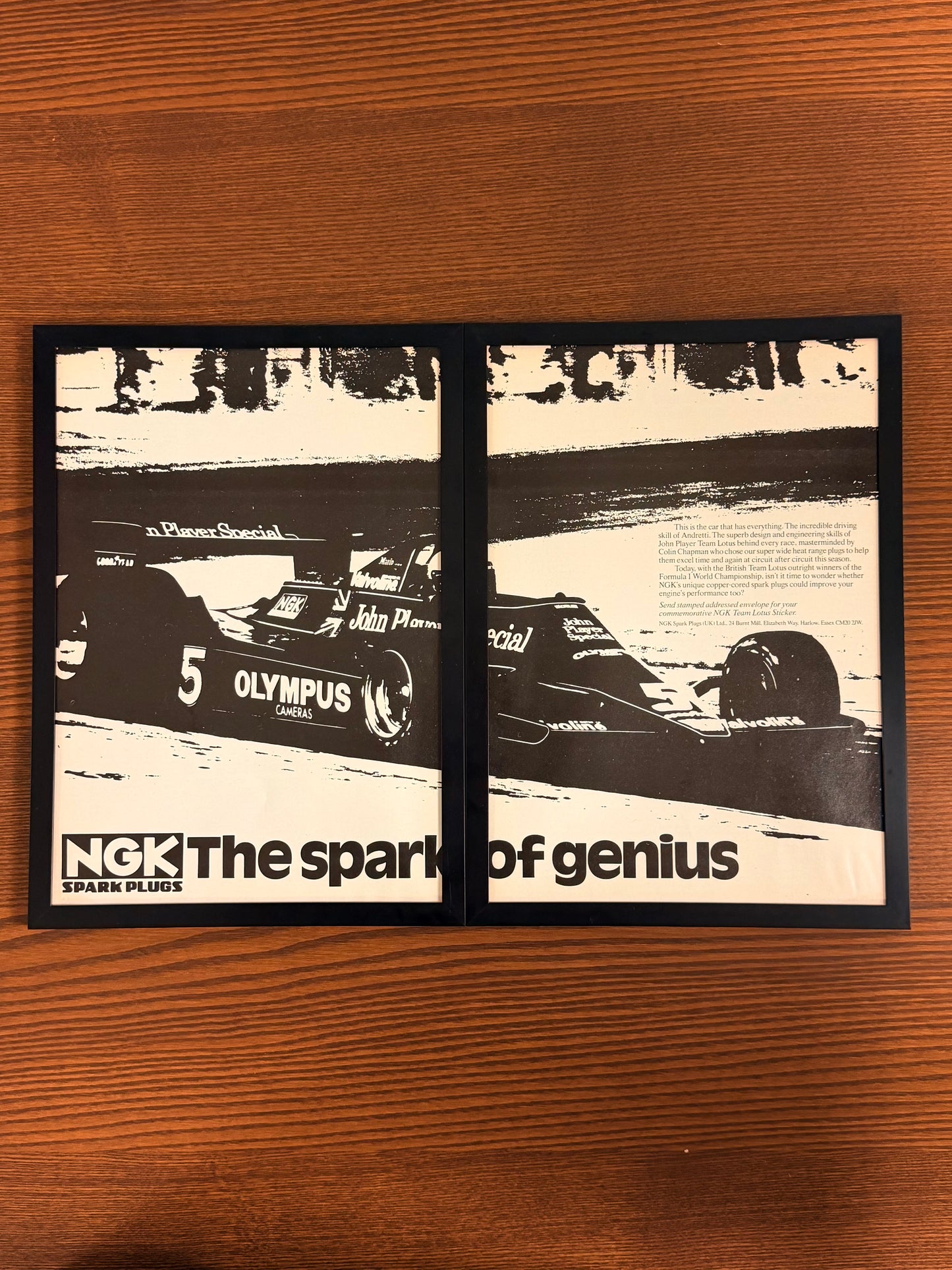 Original F1 NGK Lotus John Players Advert - 1980s