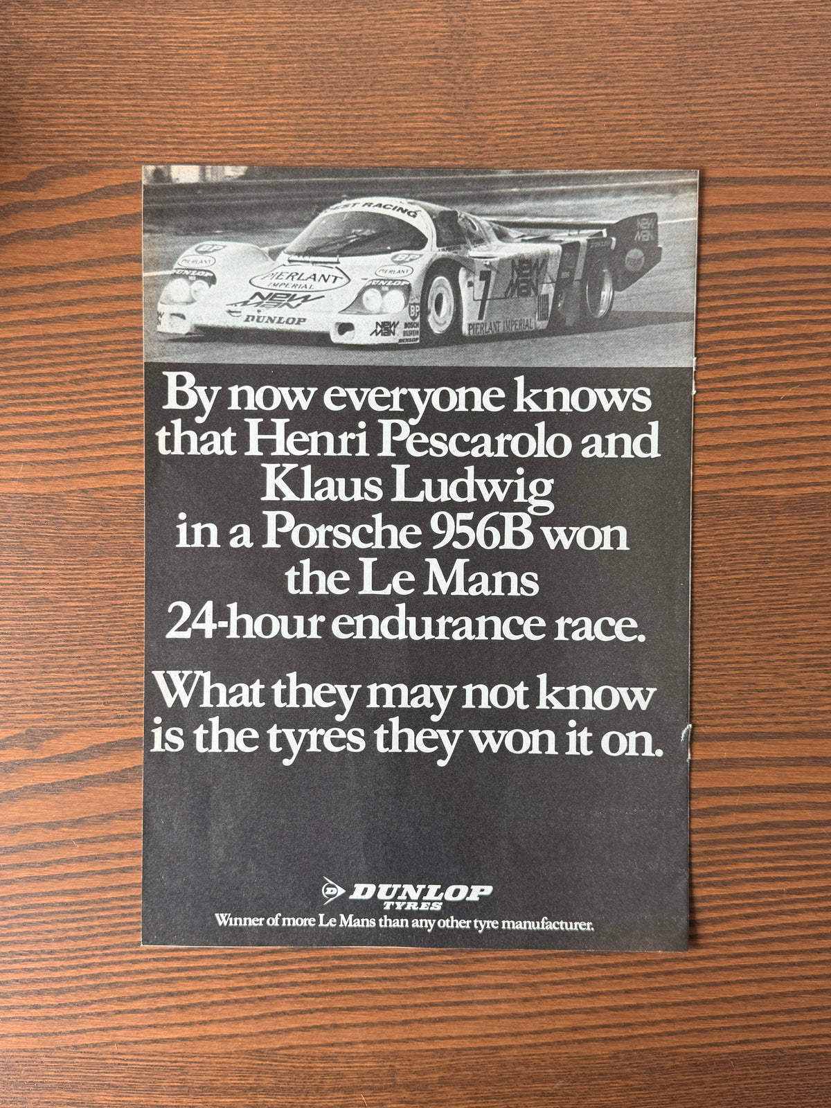 Original Dunlop Porsche 956B Advert - 1980’s