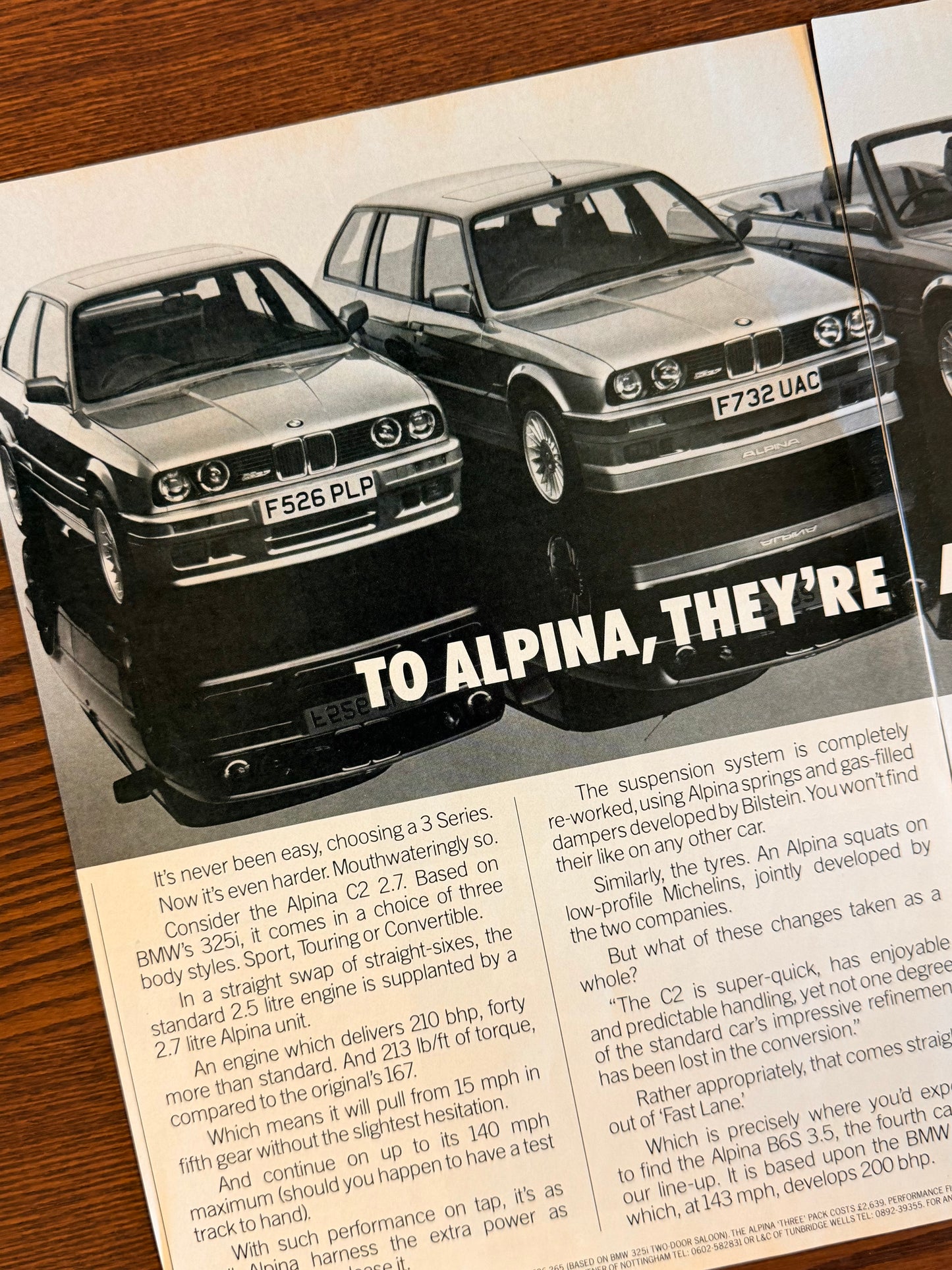 Original BMW E30 Alpina Advert - 1980s