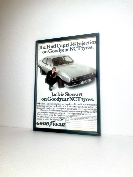 Original Vintage Goodyear NCT & Ford Capri Jackie Stewart Advert - 1983