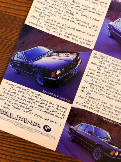 Original BMW Alpina Advert - 1980s