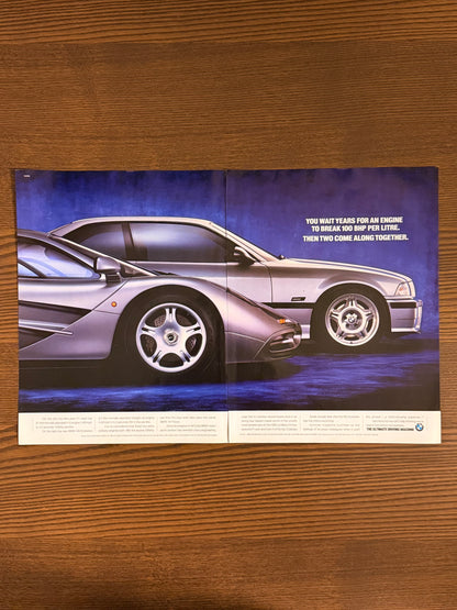 Original Vintage BMW E36 M3 & McLaren F1 Advert - 1990s