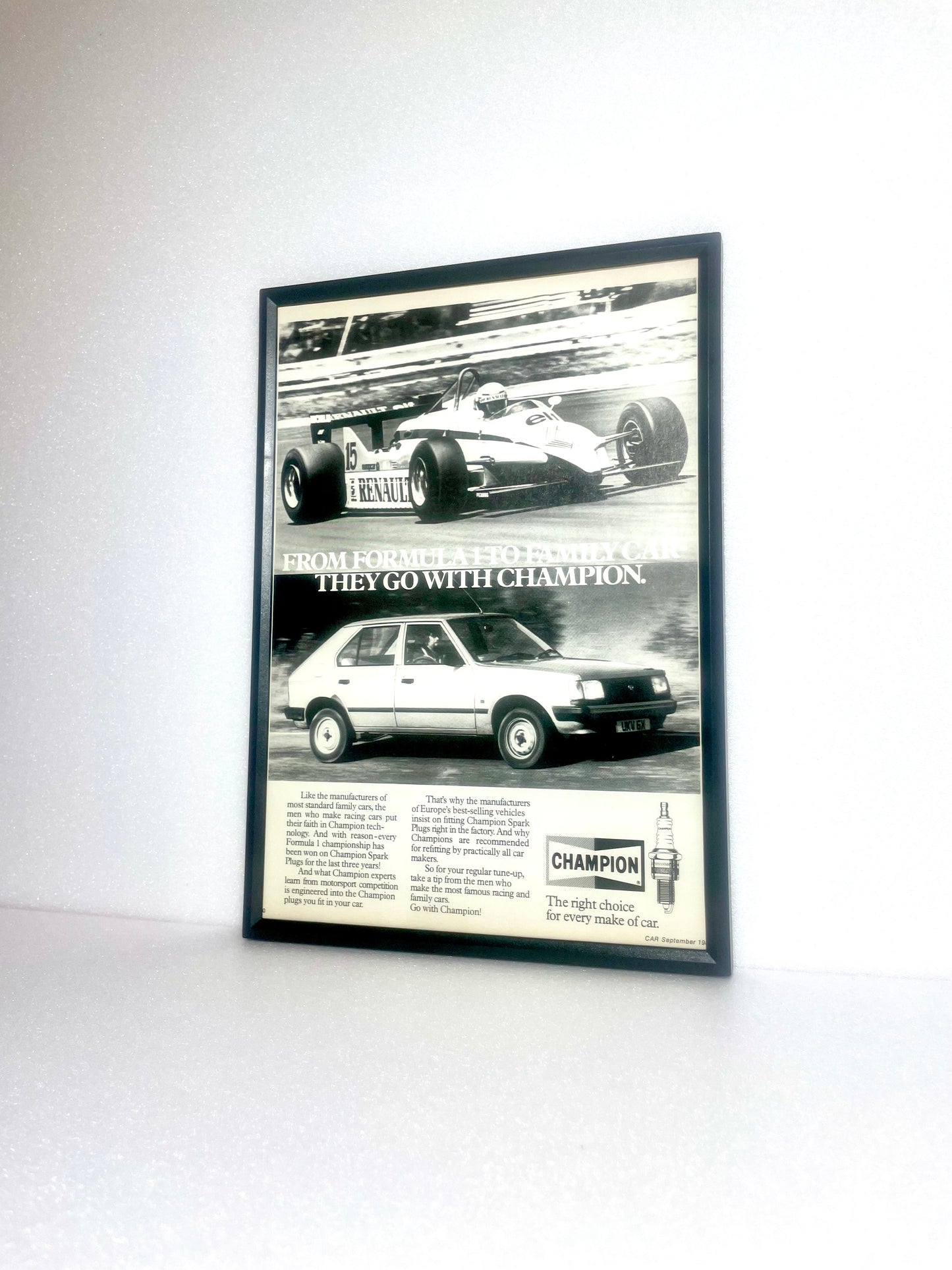 Original Vintage Champion Spark Plugs F1 Advert - 1982