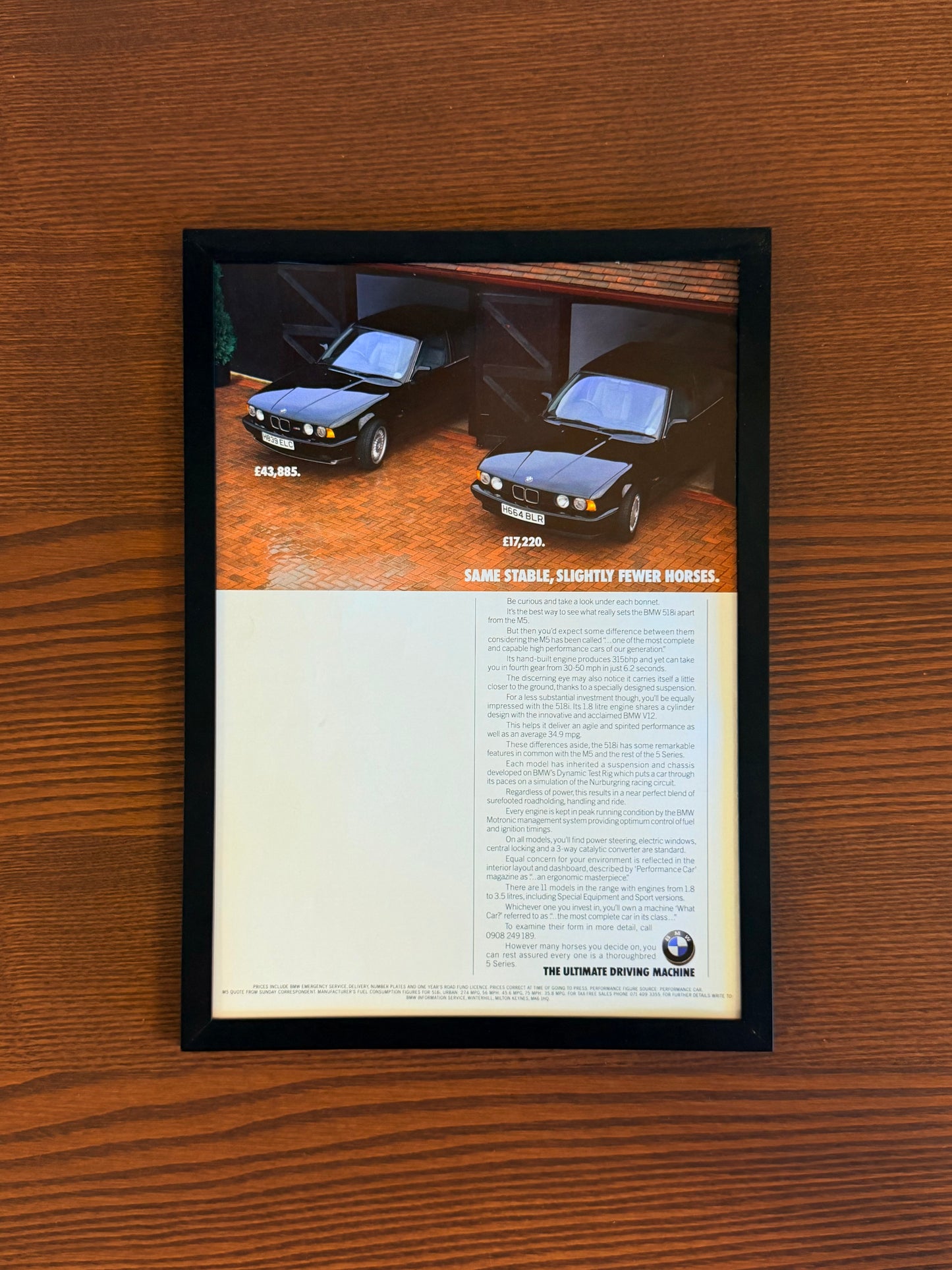 Original BMW E34 M5 5 series Advert - 1980s