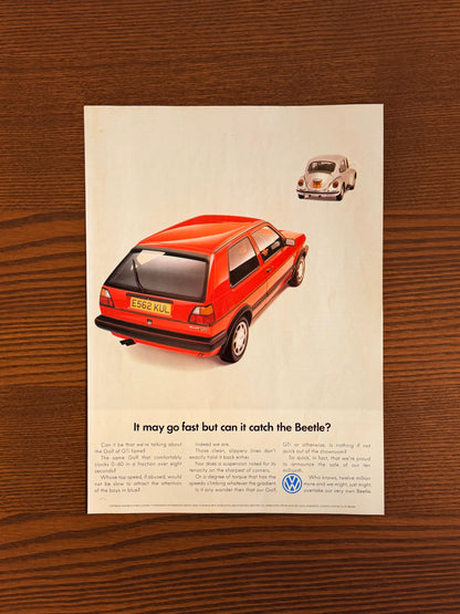 Original Volkswagen Mk2 Golf & beetle Advert - 1988