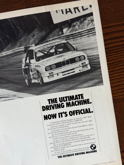 Original BMW E30 M3 “THE ULTIMATE DRIVING MACHINE” Advert - 1980s