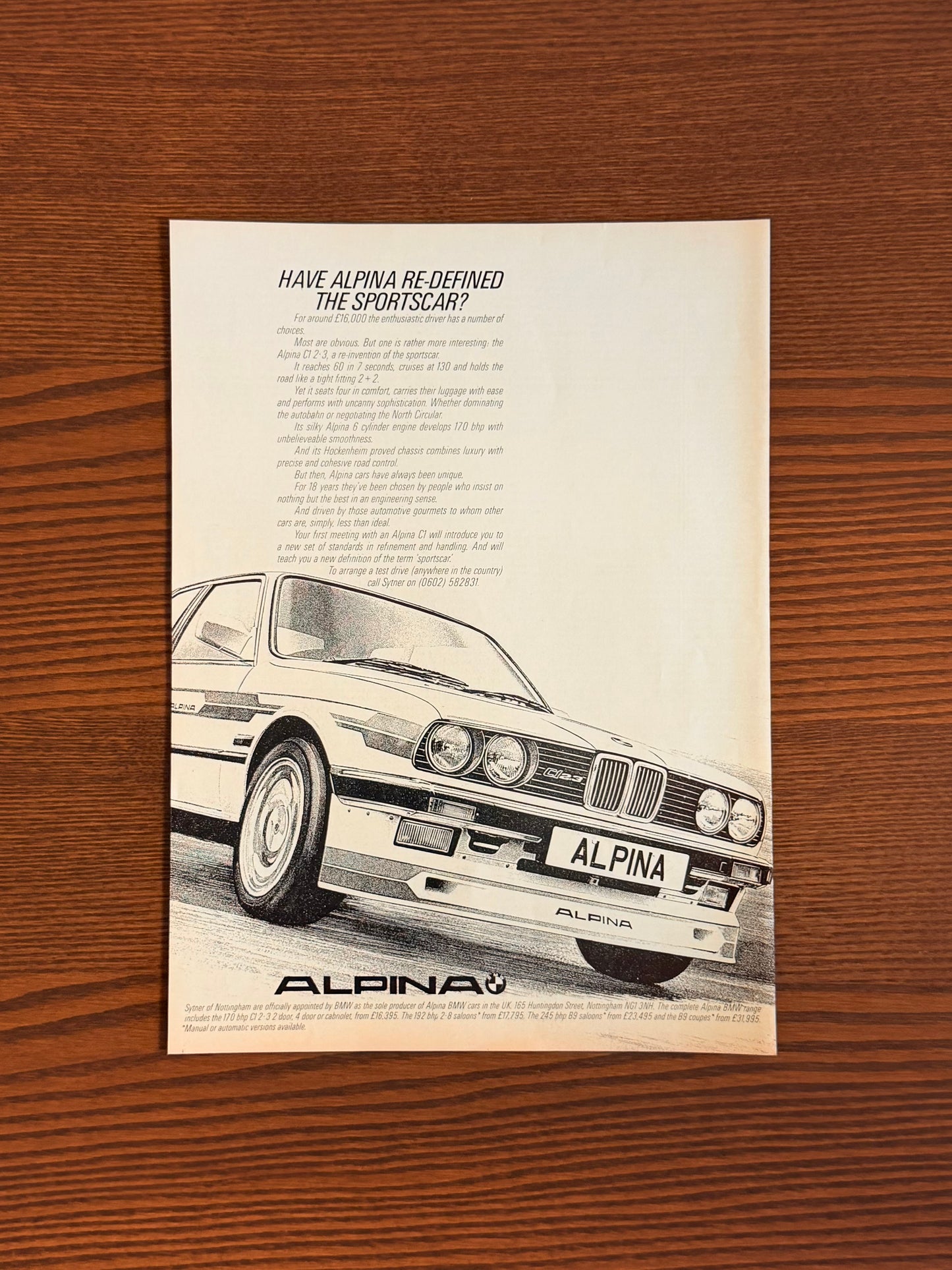 Original BMW C1 2.3 Alpina Advert - 1980s