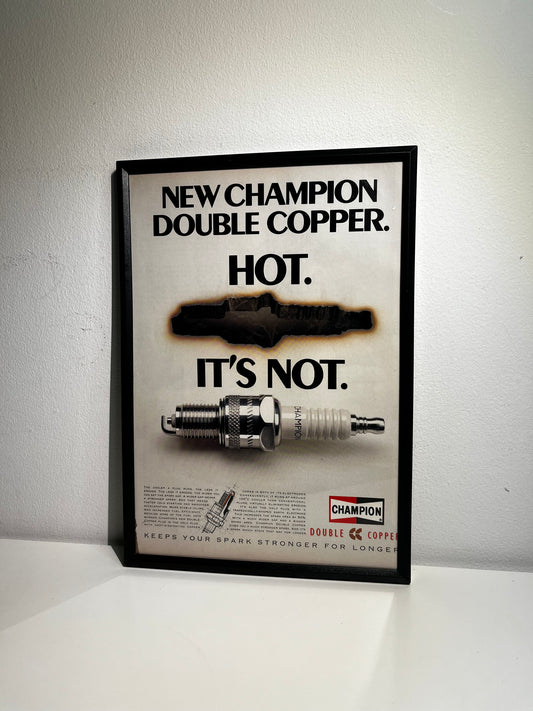 Rare Original Champion Double Copper Sparks Plug Advert – 1980s