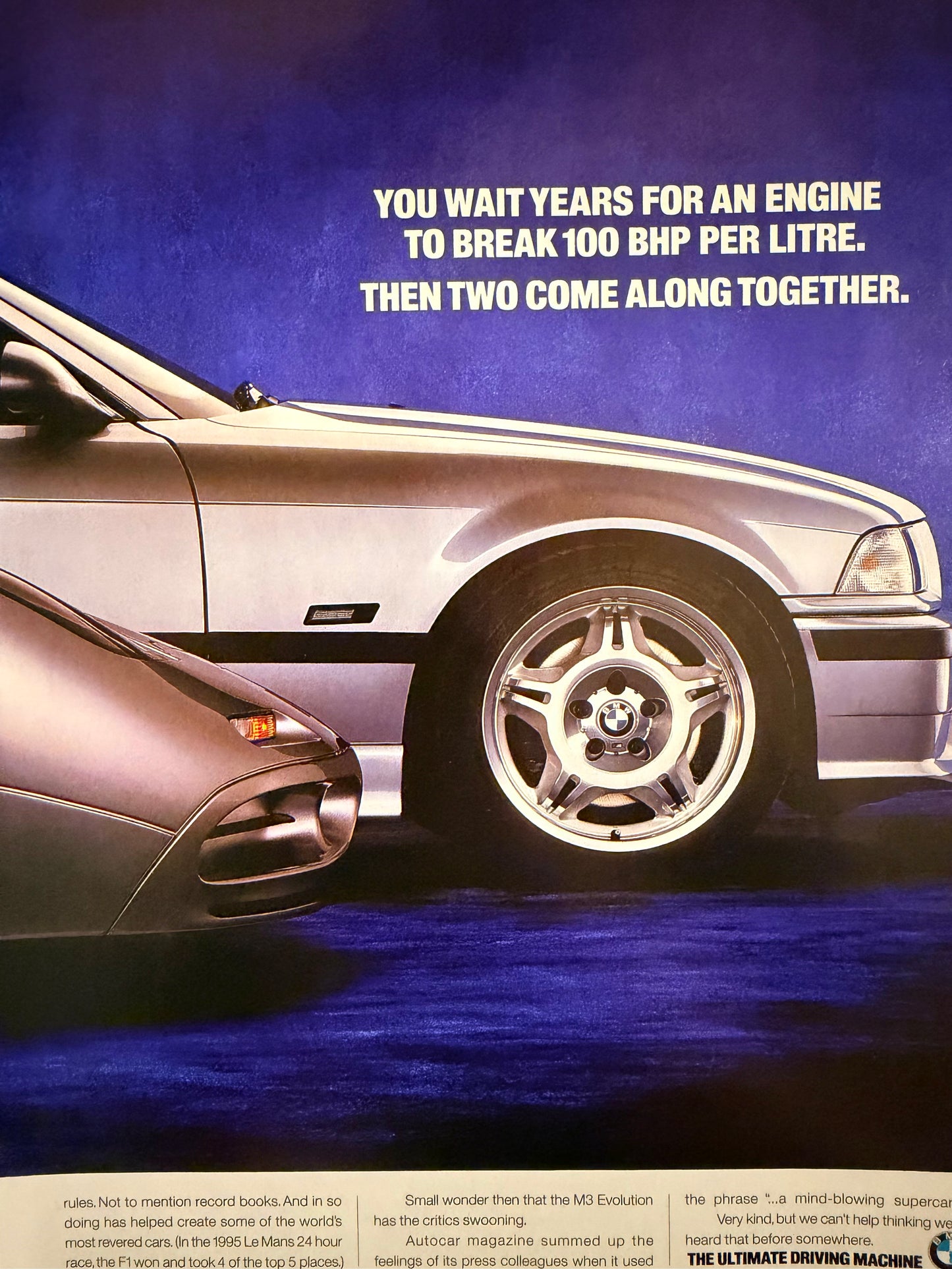 Original Vintage BMW E36 M3 & McLaren F1 Advert - 1990s