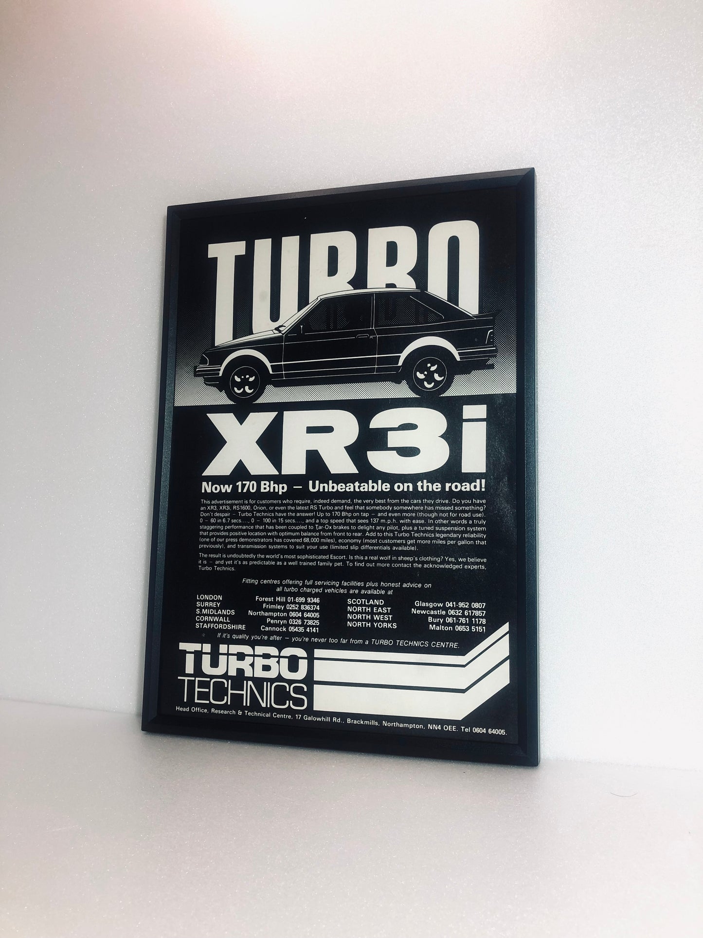 Original Vintage Turbo Technics - Ford Escort XR3i Advert - 1985