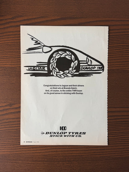 Original Dunlop Jaguar Advert - 1980’s
