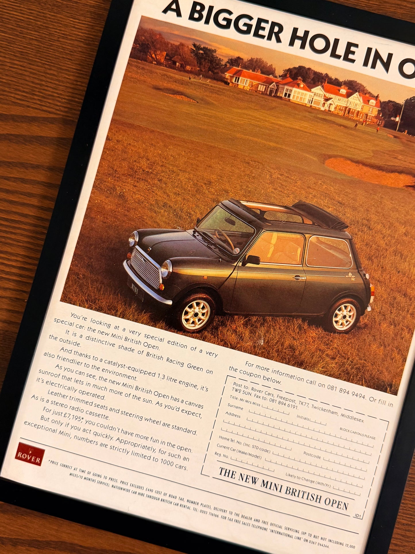 Original Rover Mini British Open Advert - 1980s