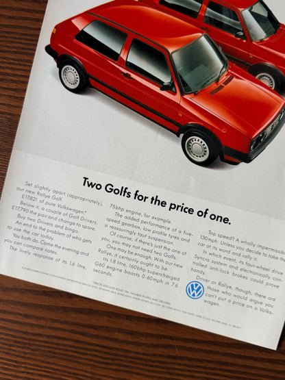 Original Volkswagen Golf Mk2 Advert- 1980s