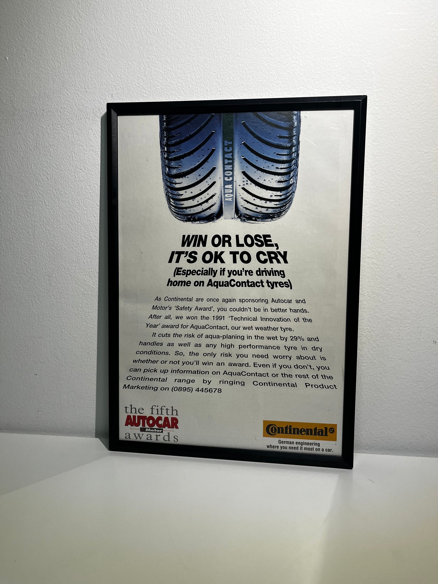 RARE Original Vintage Continental Tyre Advert  - ‘ Win or lose, it's ok to cry.’ - 1993