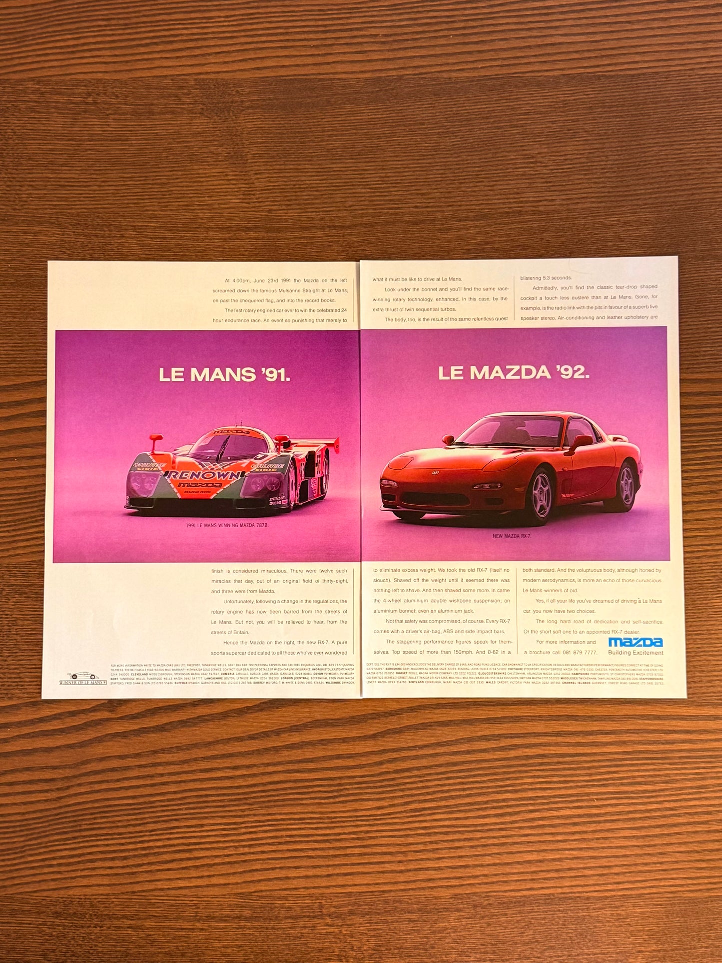 Original Le Mans Mazda RX7 Advert - 1993