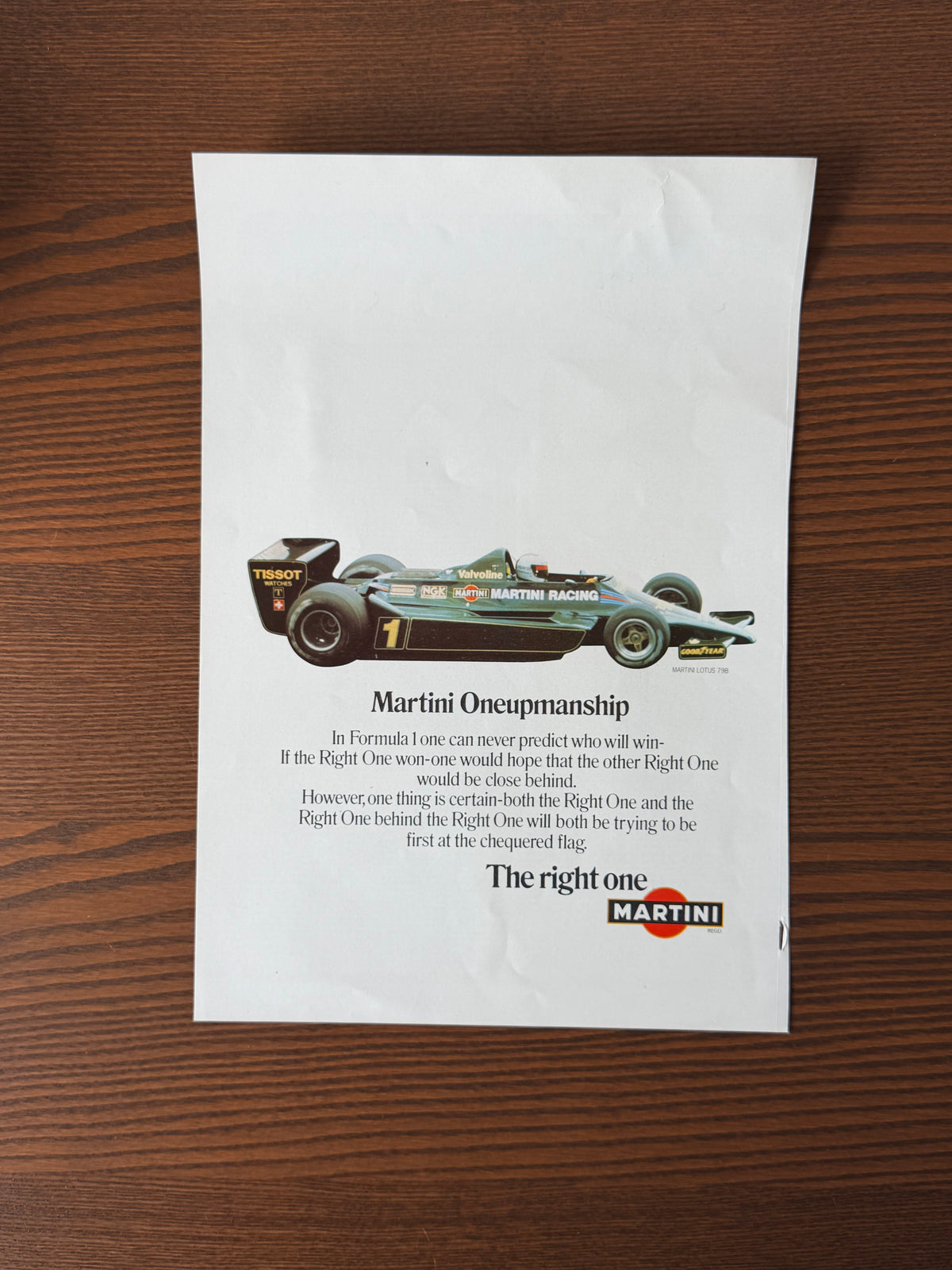 Original Martini F1 Advert - 1980’s
