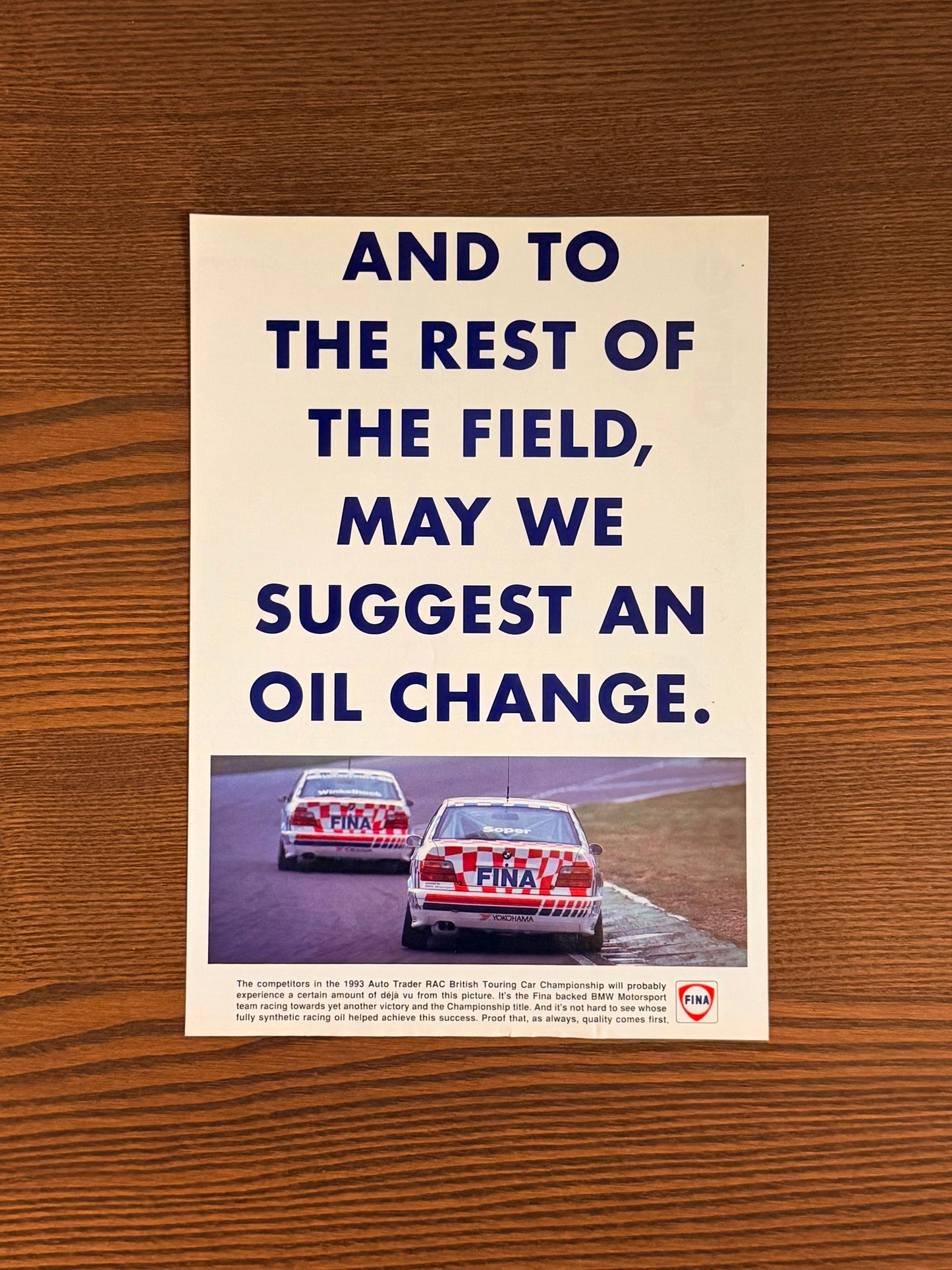Original BMW E36 FINA Advert - 1980s