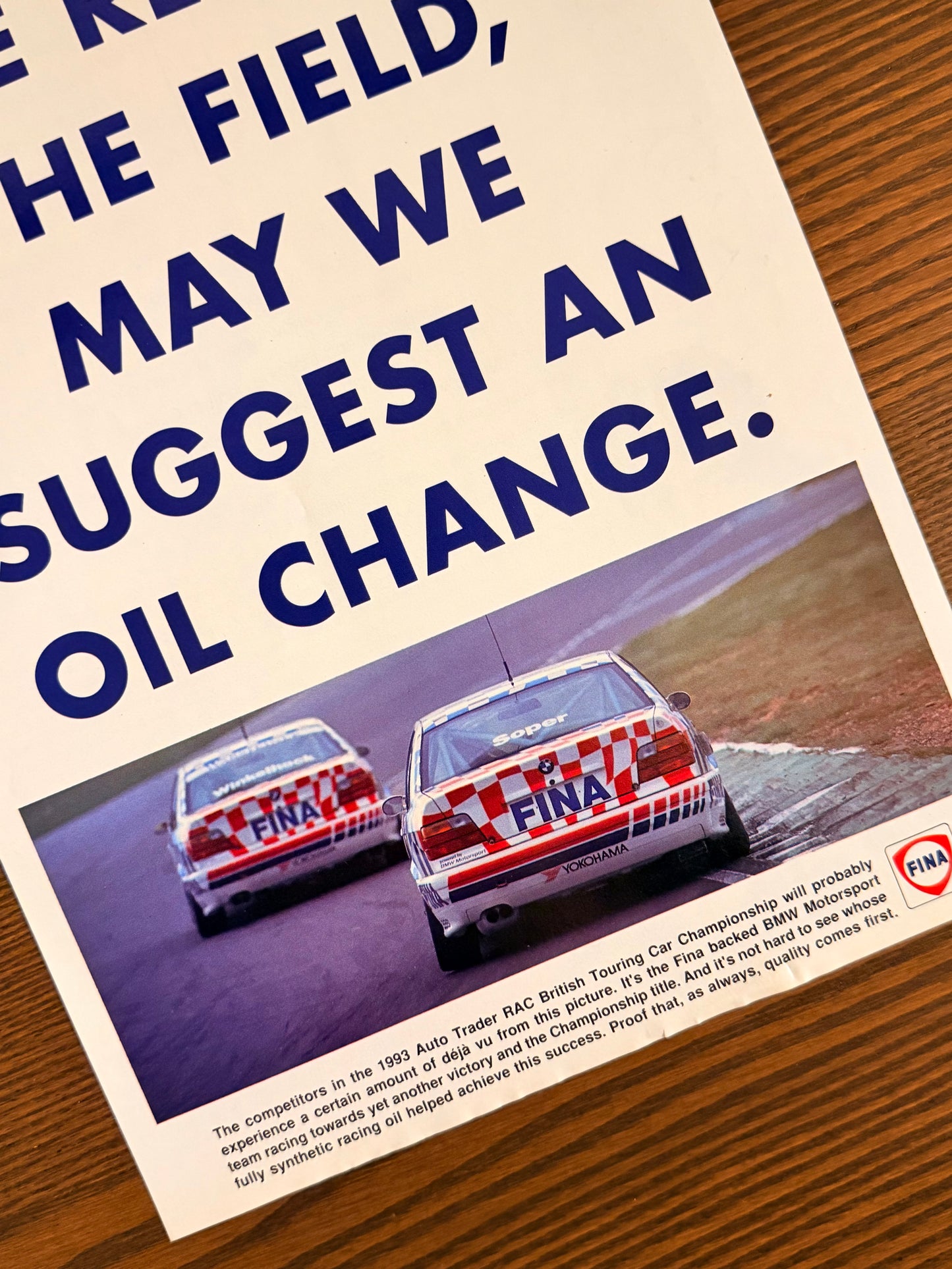 Original BMW E36 FINA Advert - 1980s