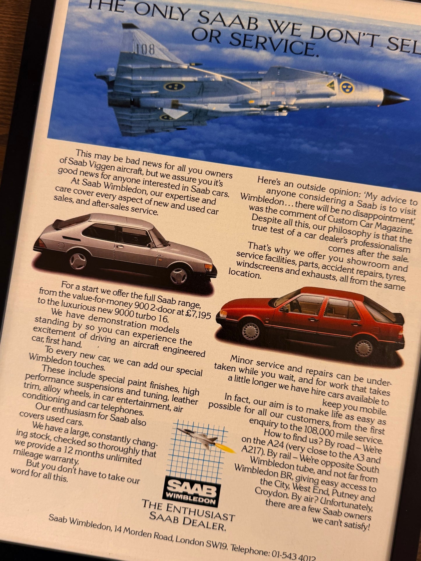 Original Saab 900, 9000 Turbo Advert - 1980s