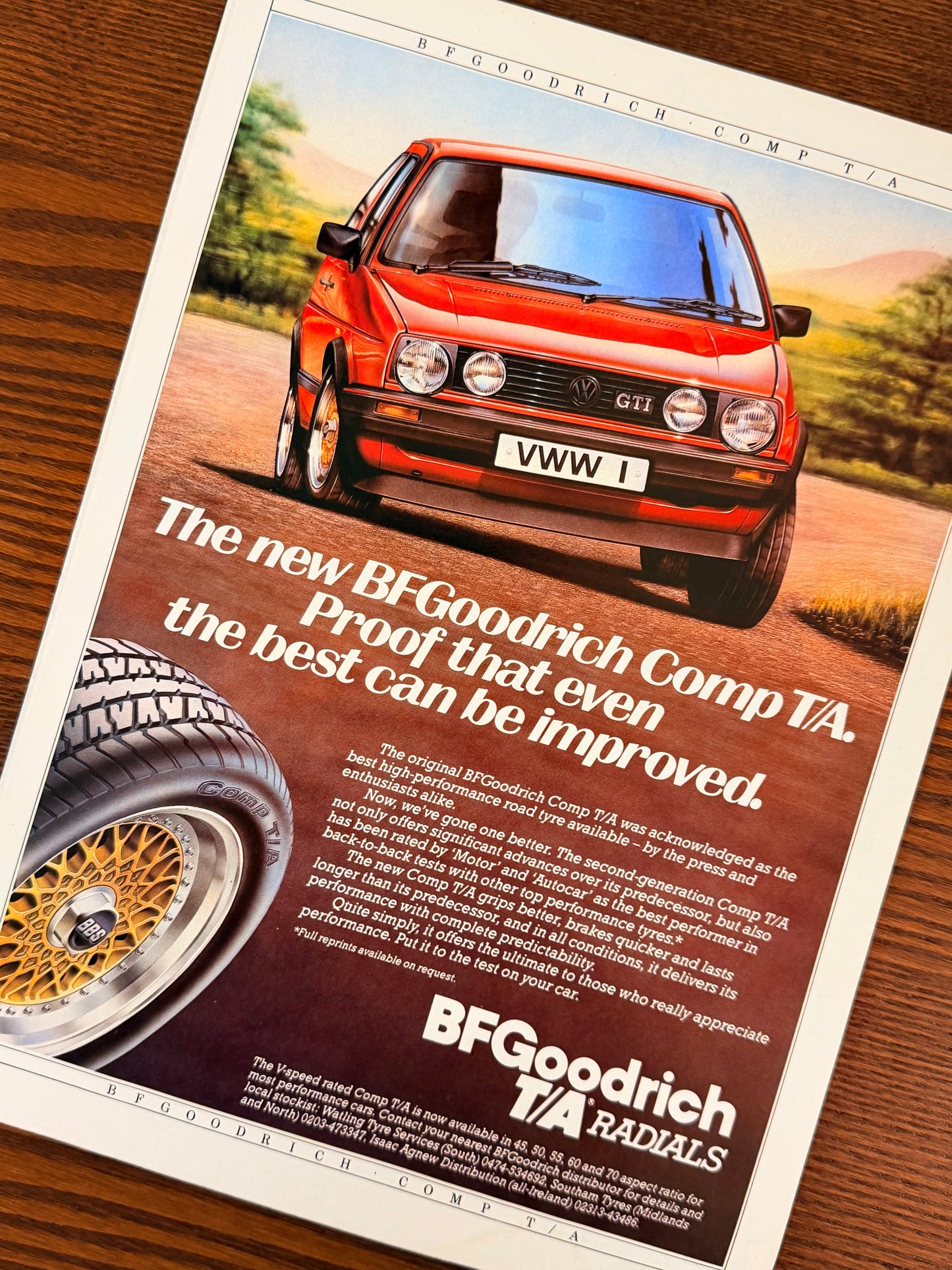 Original Volkswagen Mk1 Golf GTI BF Goodrich Advert- 1981