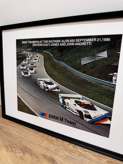 Original BMW M Team “Watkins Glen” Triumph Win Poster - 1986