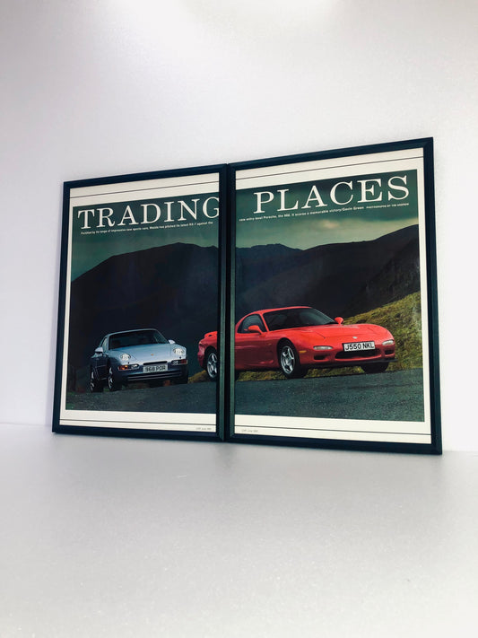 Rare Original Mazda RX-7 vs Porsche 968 Poster - 1992