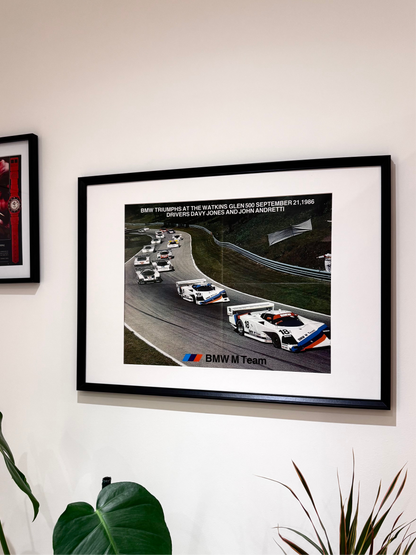 Original BMW M Team “Watkins Glen” Triumph Win Poster - 1986