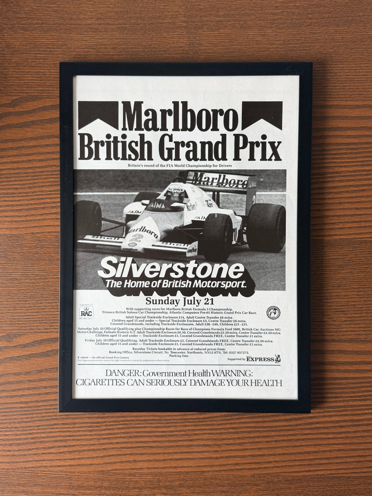 Original Marlboro Silverstone F1 Advert - 1980’s