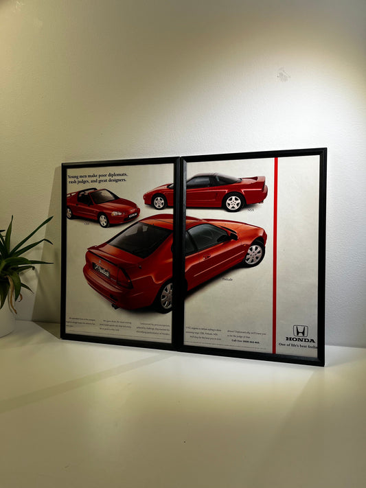 Original 90s Honda, NSX, CRX and Prelude Advert Poster
