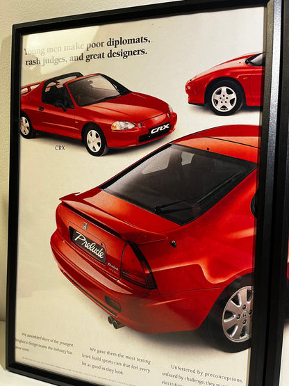 Original 90s Honda, NSX, CRX and Prelude Advert Poster