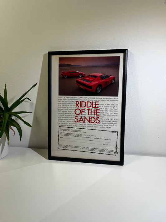 RARE Original Ferrari & Lamborghini Countach Advert - 1980s