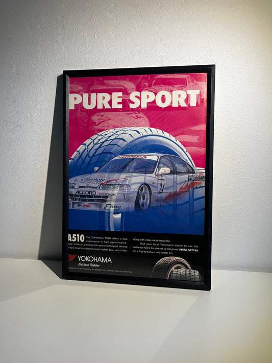 RARE Original Vintage Yokohama Tyres Honda Accord Advert - 'Pure Sport’ - 1995