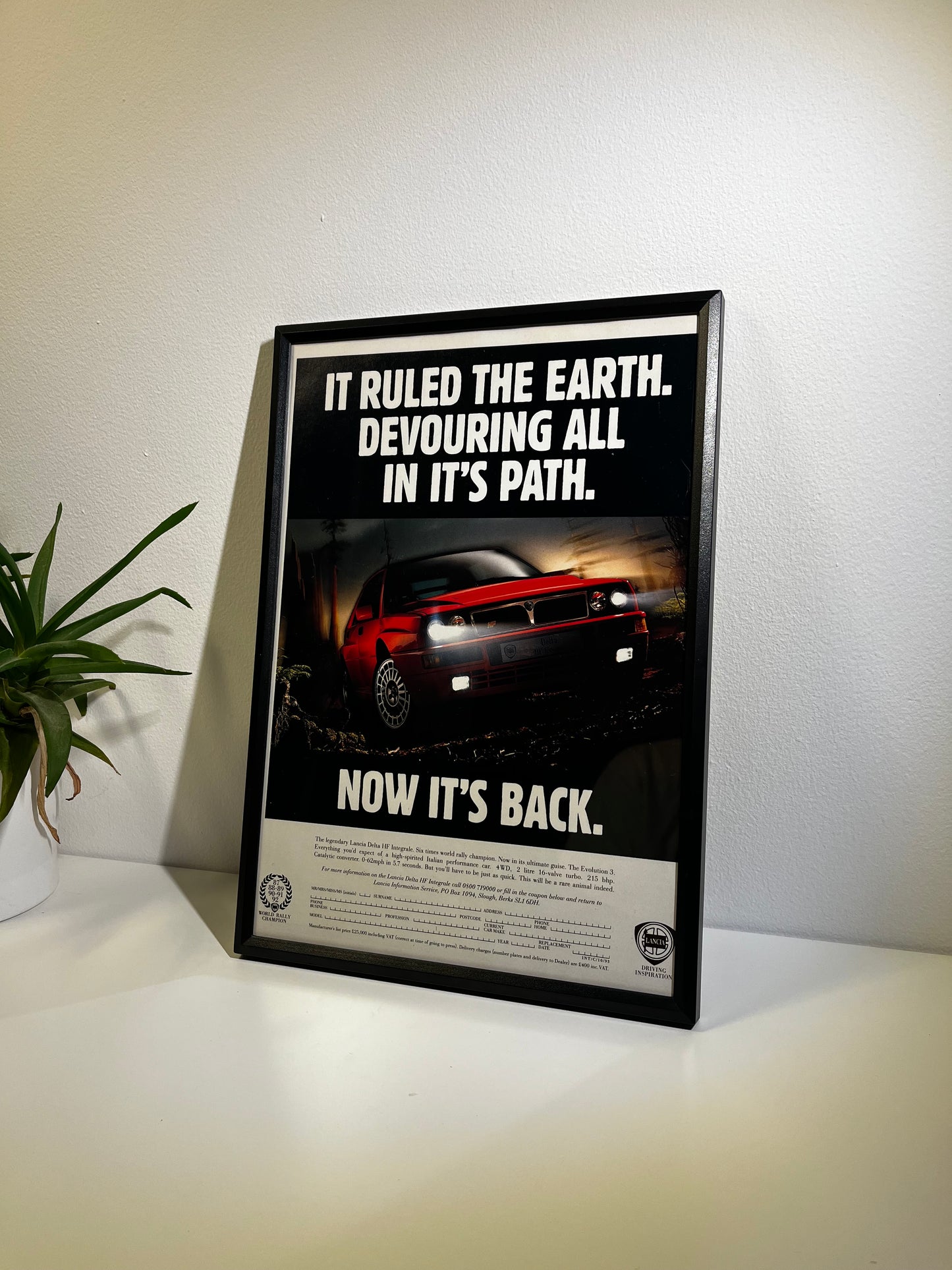 Rare Original 90s Lancia Delta Advert Poster